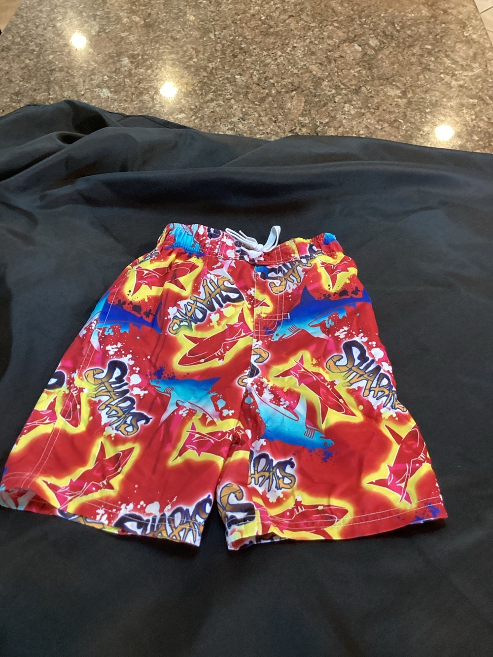 Jumping Beans, Kids, Red Surf Graphic Swim Shorts,Size L-7